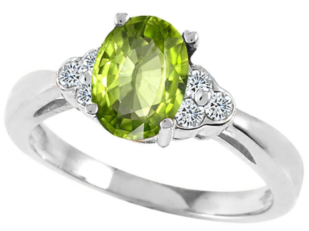 Tommaso Design Oval 8x6mm Genuine Peridot Ring