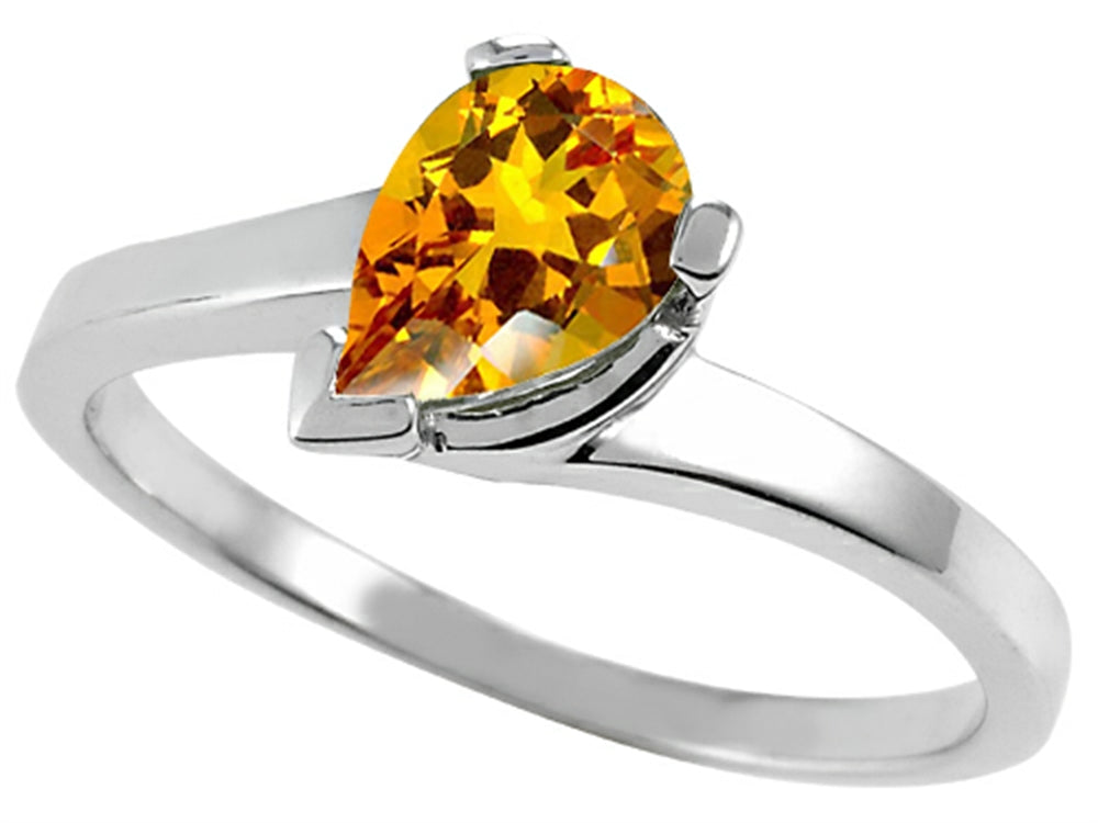 Tommaso Design Pear Shape 7x5mm Genuine Citrine Ring