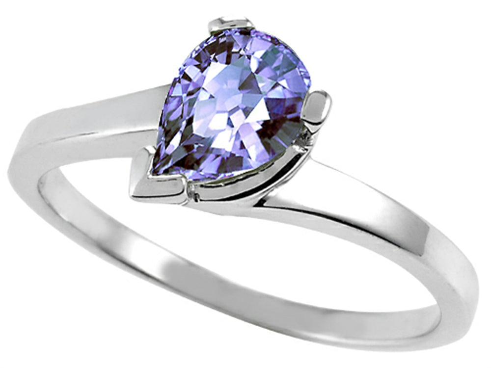 Tommaso Design Pear Shape 7x5mm Genuine Tanzanite Ring
