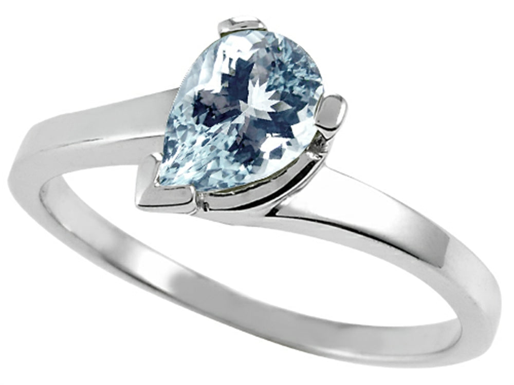 Tommaso Design Genuine Aquamarine Ring