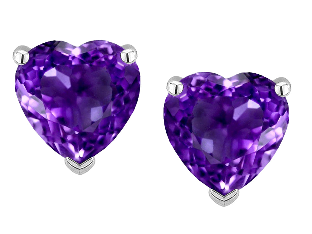 Star K Heart Shape 6mm Genuine Amethyst Earrings Studs
