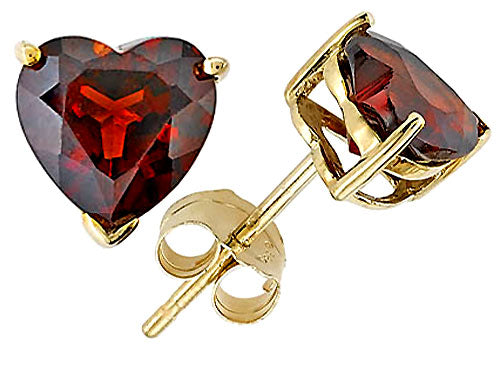 Tommaso Design Heart Shape Genuine Garnet Earrings Studs