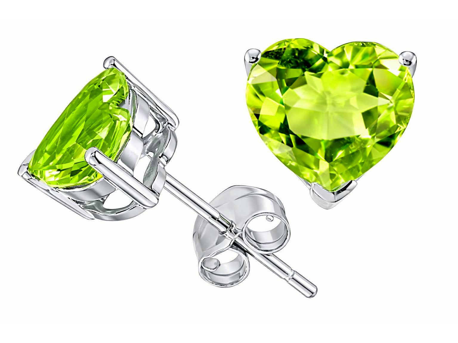 Star K Heart Shape 6mm Genuine Peridot Earrings Studs