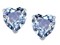 Star K Heart Shape 6mm Simulated Aquamarine Earrings Studs