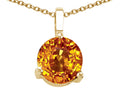 Tommaso Design Round 7mm Genuine Citrine Solitaire Pendant Necklace