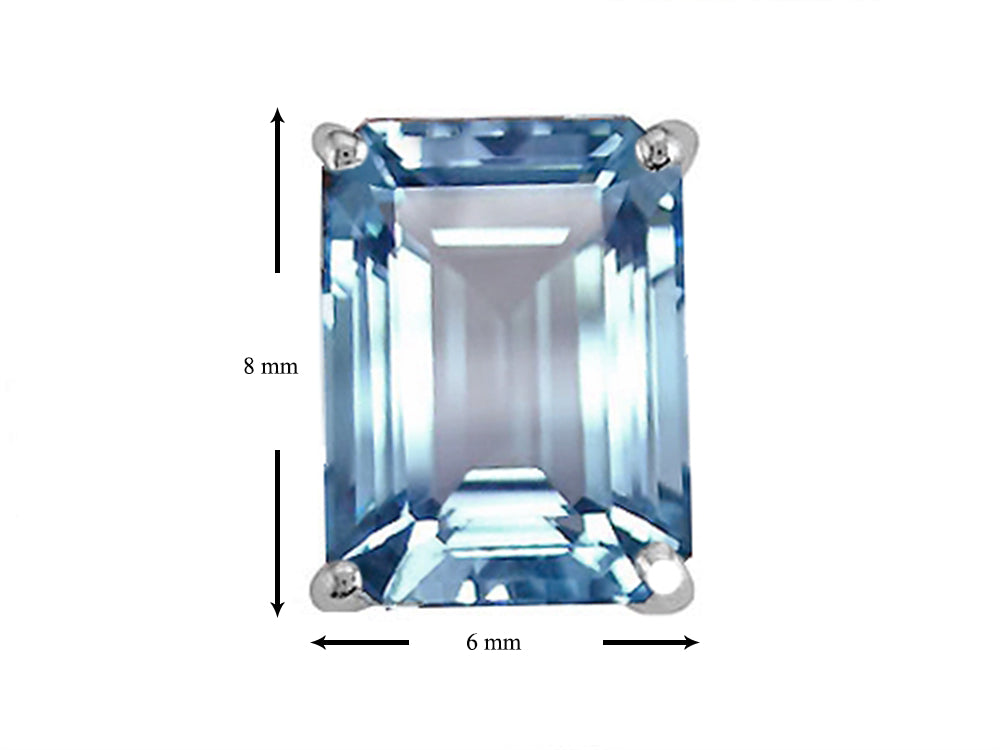 Star K Simulated Emerald Cut Aquamarine Earrings