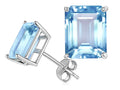 Star K Simulated Emerald Cut Aquamarine Earrings