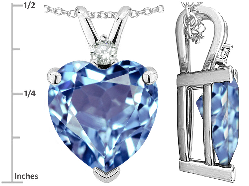 Star K™ 8mm Heart Shape Simulated Aquamarine Pendant Necklace
