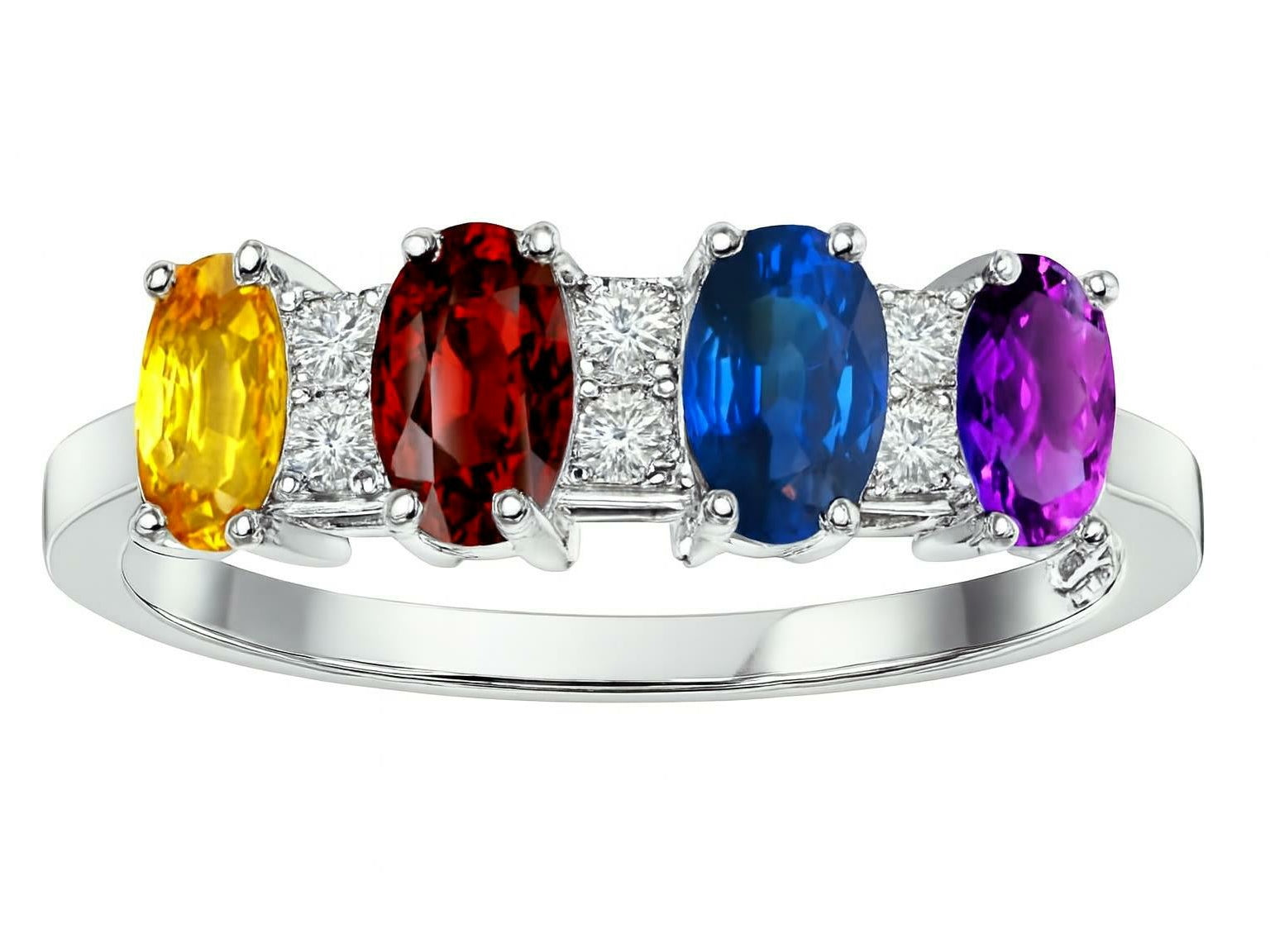 Star K  14kt Gold Genuine 4 Birthstone 5x3mm Mothers Ring