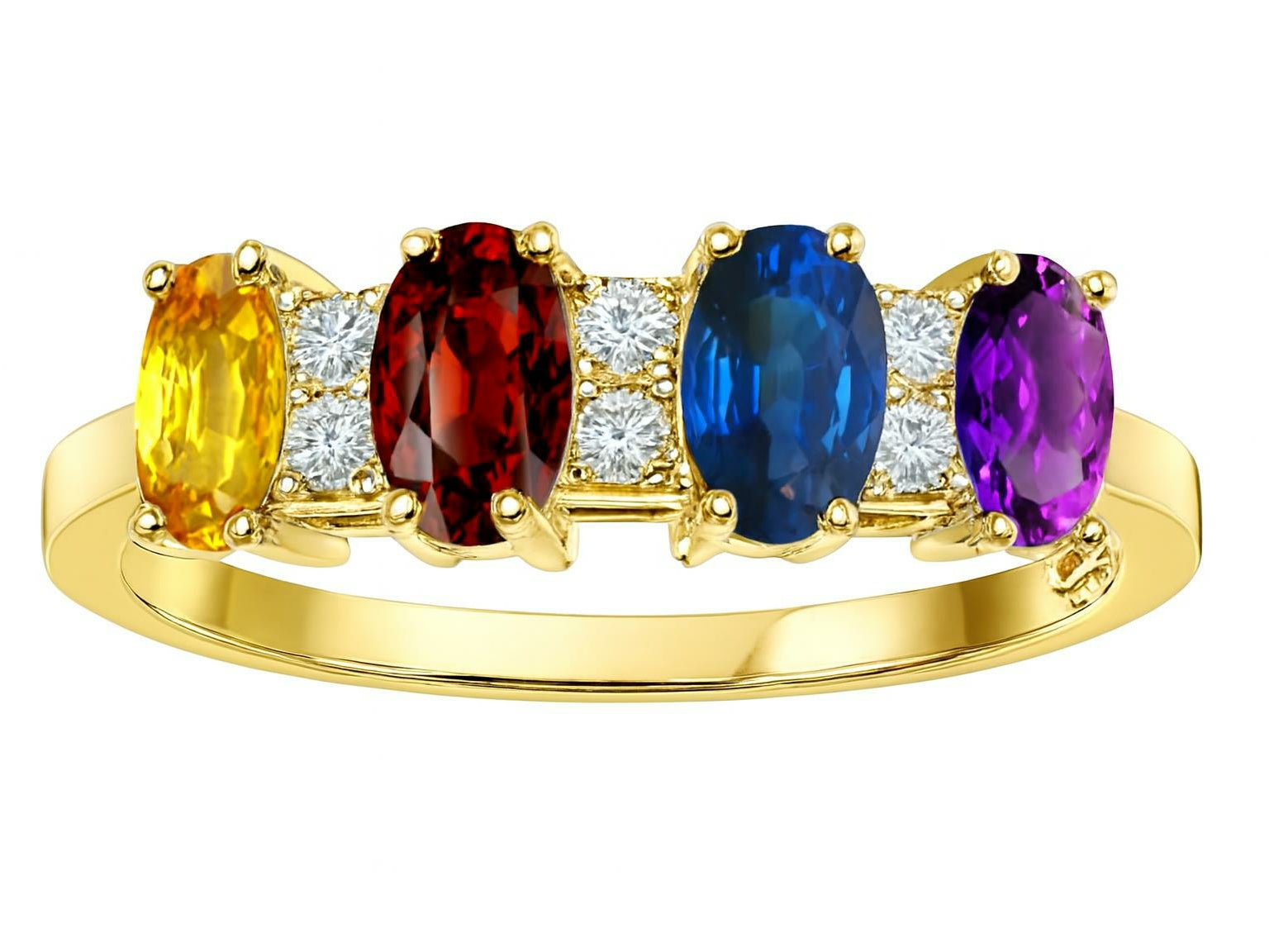 Star K  14kt Gold Genuine 4 Birthstone 5x3mm Mothers Ring