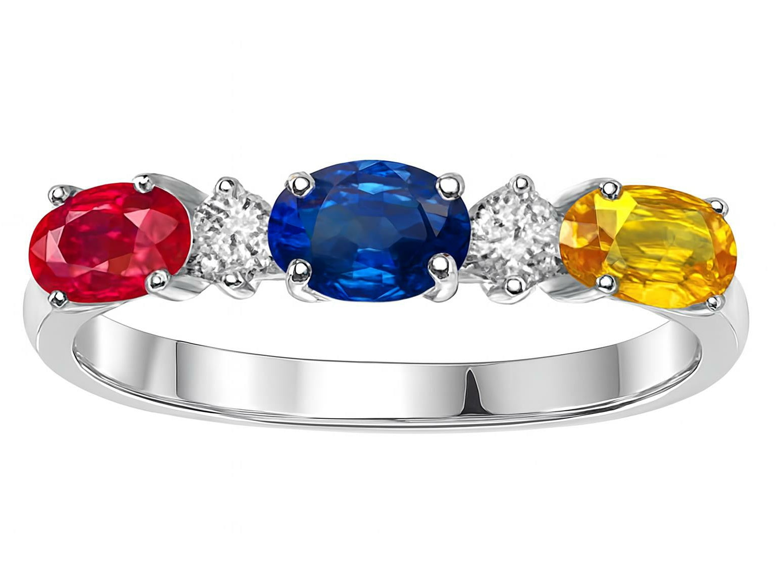 Star K  14kt Gold Genuine 3 Birthstones Stone 5x3mm Mothers Ring