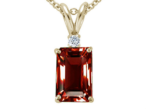 Star K Emerald Cut 8x6mm Genuine Garnet Pendant Necklace