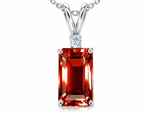 Star K Emerald Cut 8x6mm Genuine Garnet Pendant Necklace