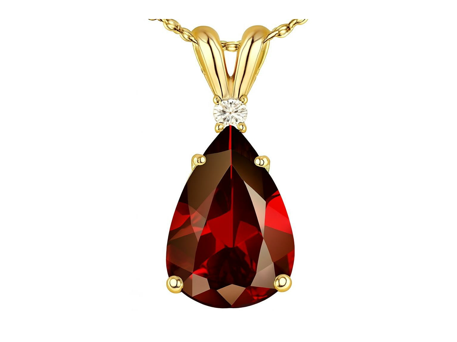 Star K Pear Shap 8x6 mm Genuine Garnet Pendant Necklace