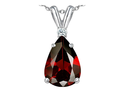 Star K Pear Shap 8x6 mm Genuine Garnet Pendant Necklace