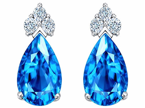 Tommaso Design Pear Shape 8x6mm Genuine Blue Topaz Earrings