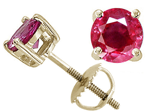 Tommaso Design Genuine 5mm. Round Ruby Screw Back Earrings Studs