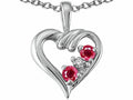 Tommaso Design Genuine Ruby and Diamond Heart Pendant Necklace