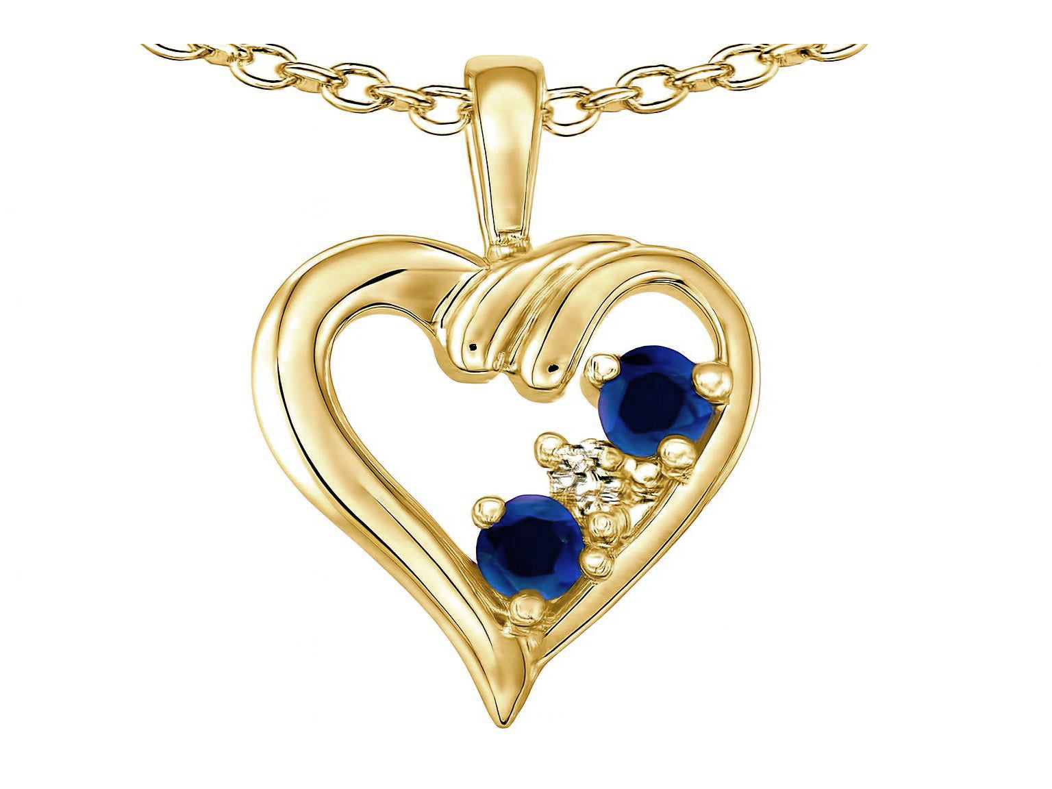 Star K Round Genuine Sapphire Heart Pendant Necklace