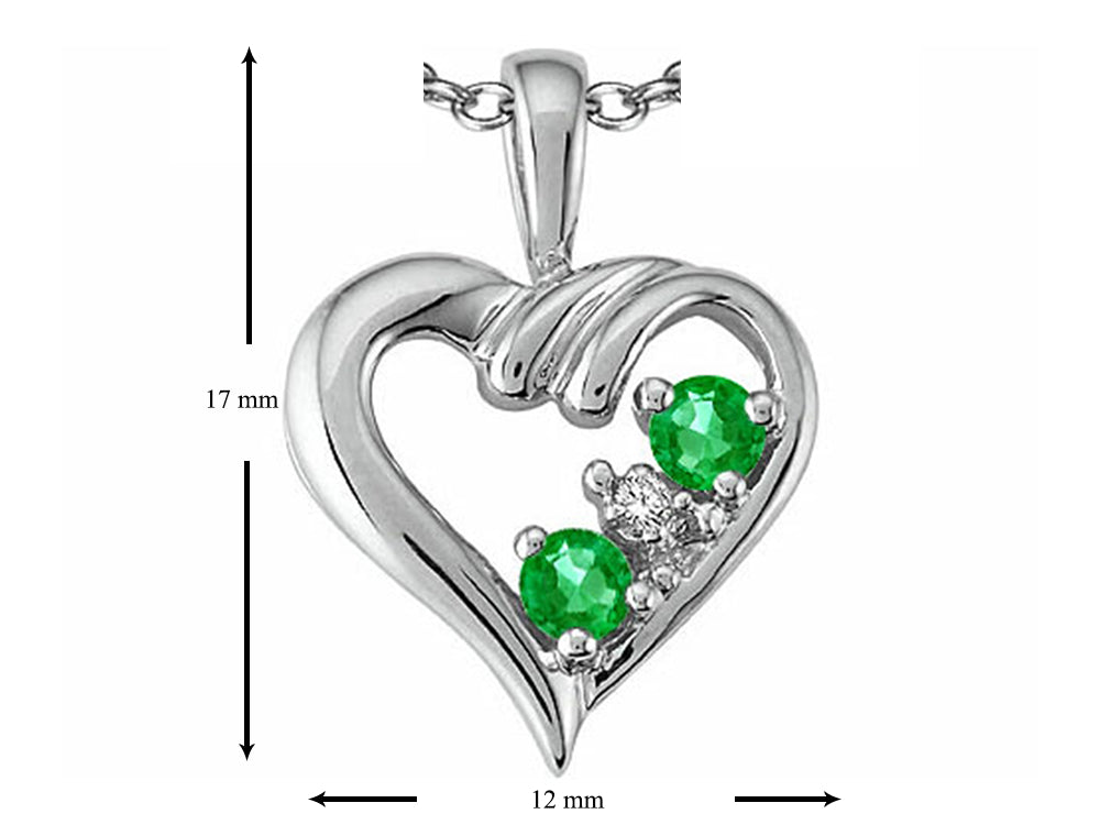 Tommaso Design Genuine Emerald Heart Pendant Necklace