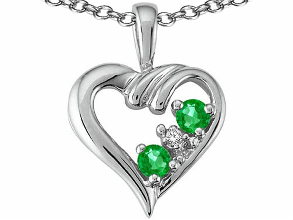 Tommaso Design Genuine Emerald Heart Pendant Necklace