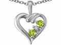 Tommaso Design Round 3mm Genuine Peridot Heart Pendant Necklace