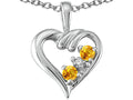 Tommaso Design Round 3 mm Genuine Citrine Heart Pendant Necklace