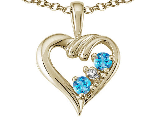 Star K Heart Shape Genuine Blue Topaz Pendant Necklace