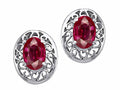 Tommaso Design Genuine Oval Ruby Filigree Earrings