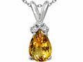 Tommaso Design Pear Shape 8x6mm Genuine Citrine Pendant Necklace