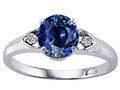 Tommaso Design 7mm Round Created Blue Sapphire Ring