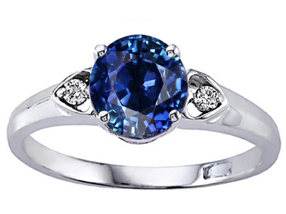 Tommaso Design 7mm Round Created Blue Sapphire Ring