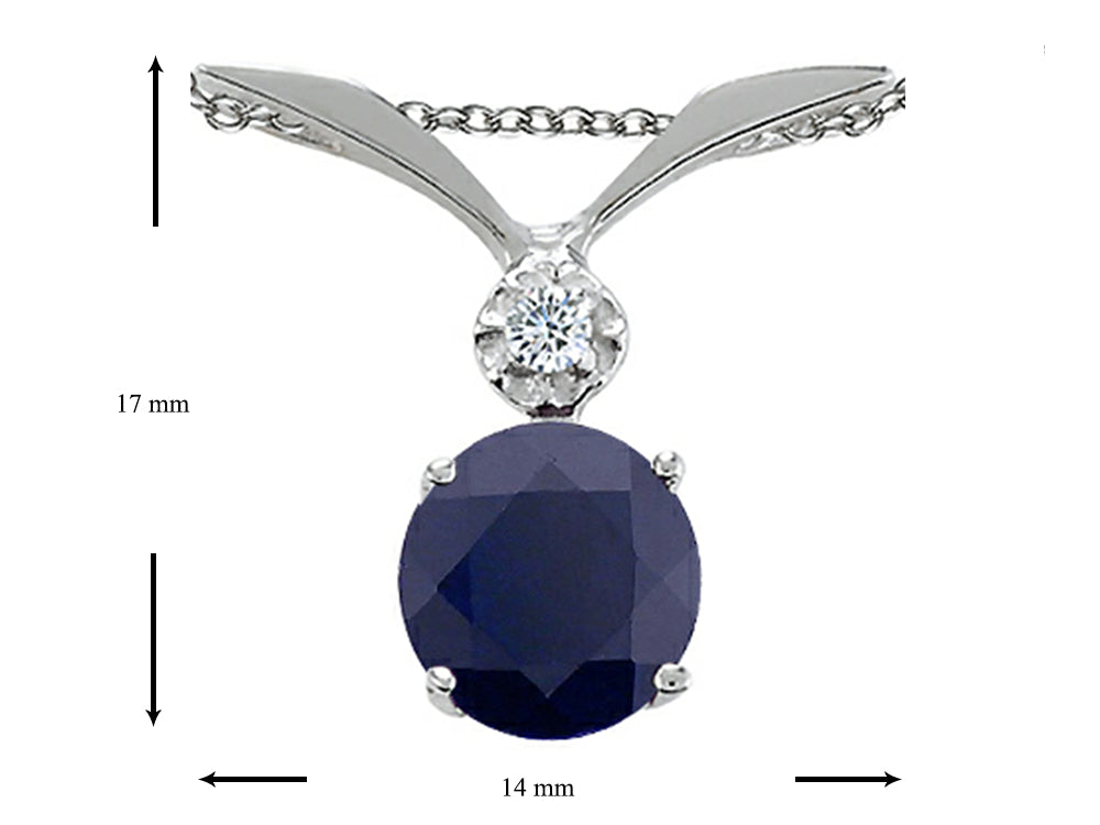 Star K Round 7mm Genuine Black Sapphire Pendant Necklace