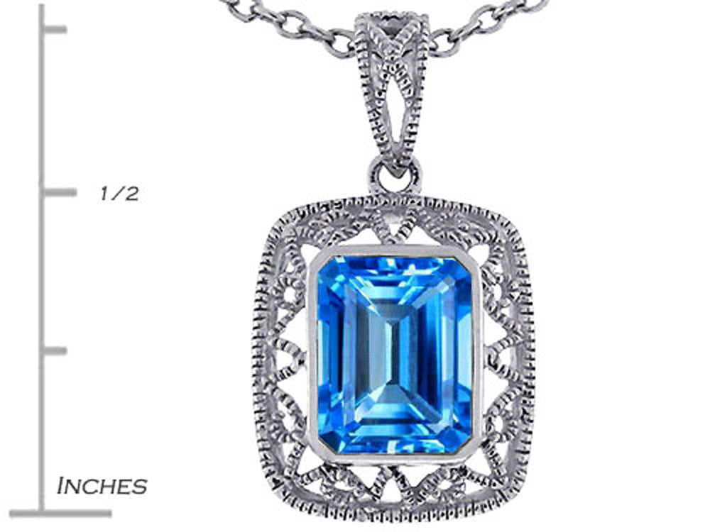 Star K™ Emerald Cut Genuine Blue Topaz Pendant Necklace