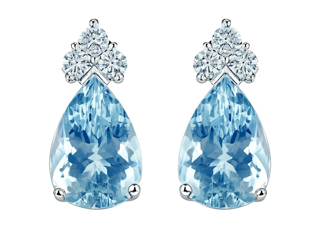 Tommaso Design Pear Shape 8x6mm Genuine Aquamarine Earrings