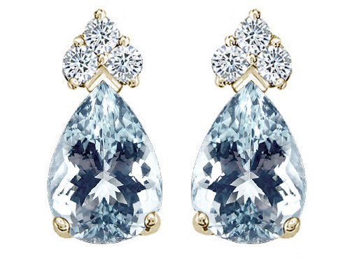 Star K Pear Shape 8x6mm Genuine Aquamarine Earrings