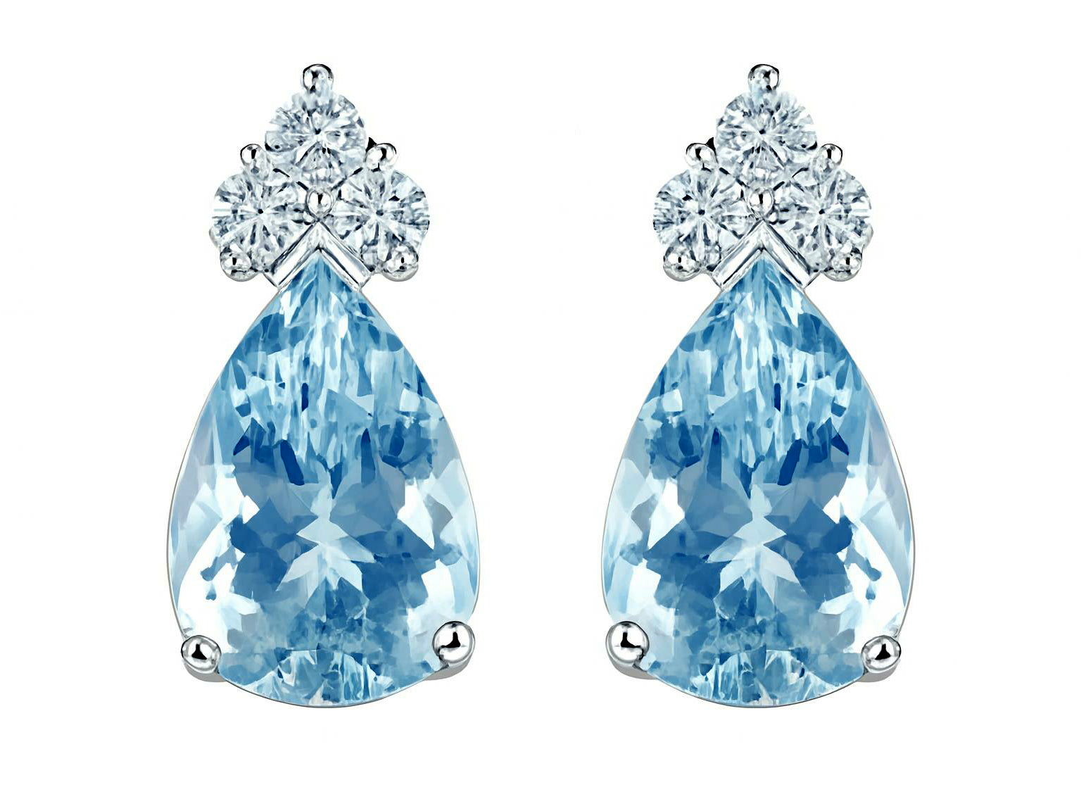 Star K Pear Shape 8x6mm Genuine Aquamarine Earrings