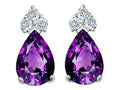 Tommaso Design Pear Shape 7x5mm Genuine Amethyst Earrings