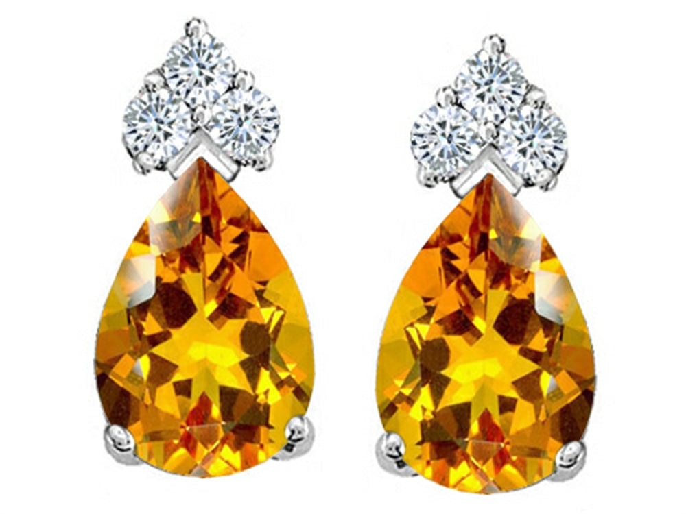 Tommaso Design Pear Shape 7x5mm Genuine Citrine Earrings