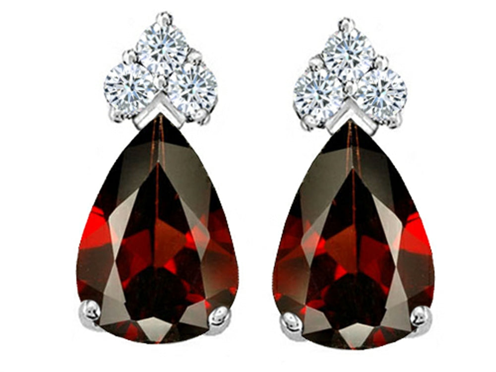 Tommaso Design Pear Shape 8x6mm Genuine Garnet Earrings
