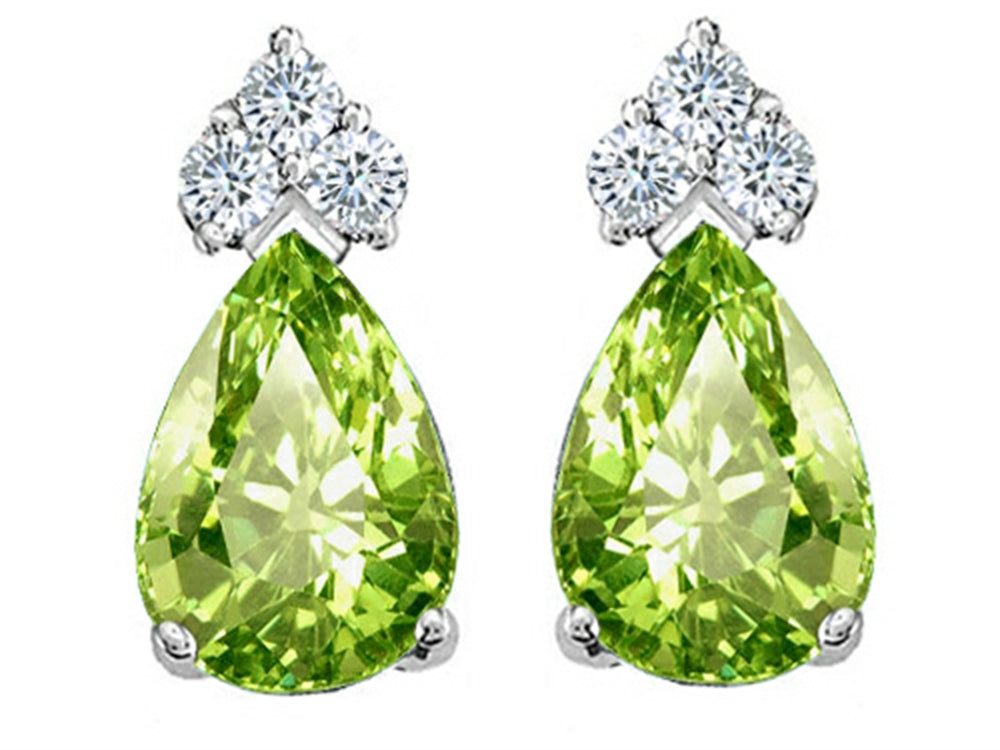 Tommaso Design Pear Shape 7x5mm Genuine Peridot Earrings
