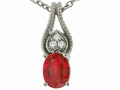 Tommaso Design Oval Ruby and Diamond Pendant Necklace