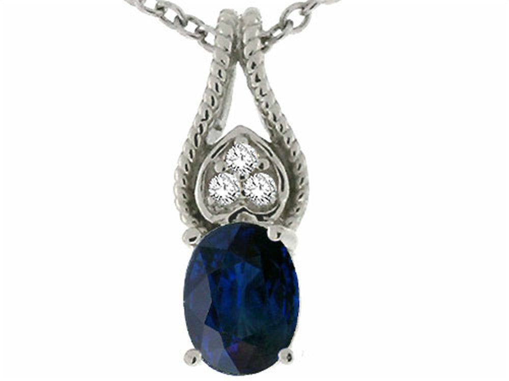 Tommaso Design™ Oval 7x5mm Genuine Sapphire Pendant Necklace