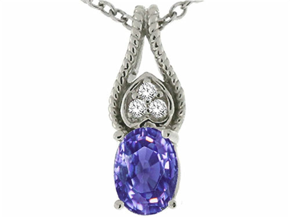 Tommaso Design Oval 7x5mm Genuine Tanzanite Pendant Necklace