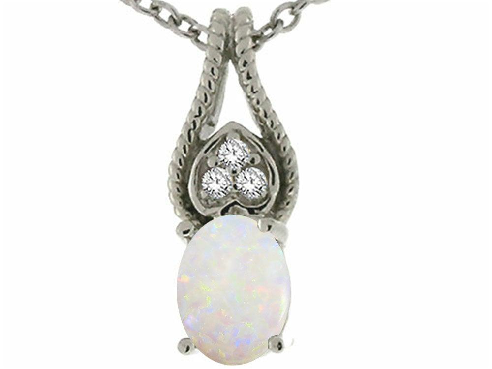 Tommaso Design Oval 7x5mm Genuine Opal Pendant Necklace