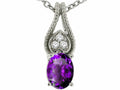 Tommaso Design Oval 7x5mm Genuine Amethyst Pendant Necklace