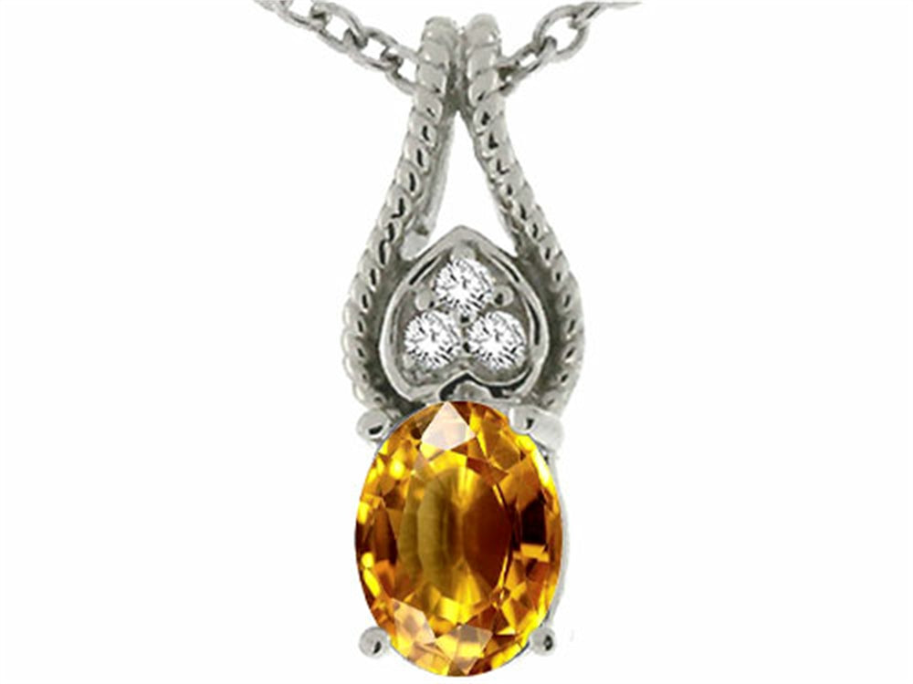 Tommaso Design Oval 7x5mm Genuine Citrine Pendant Necklace