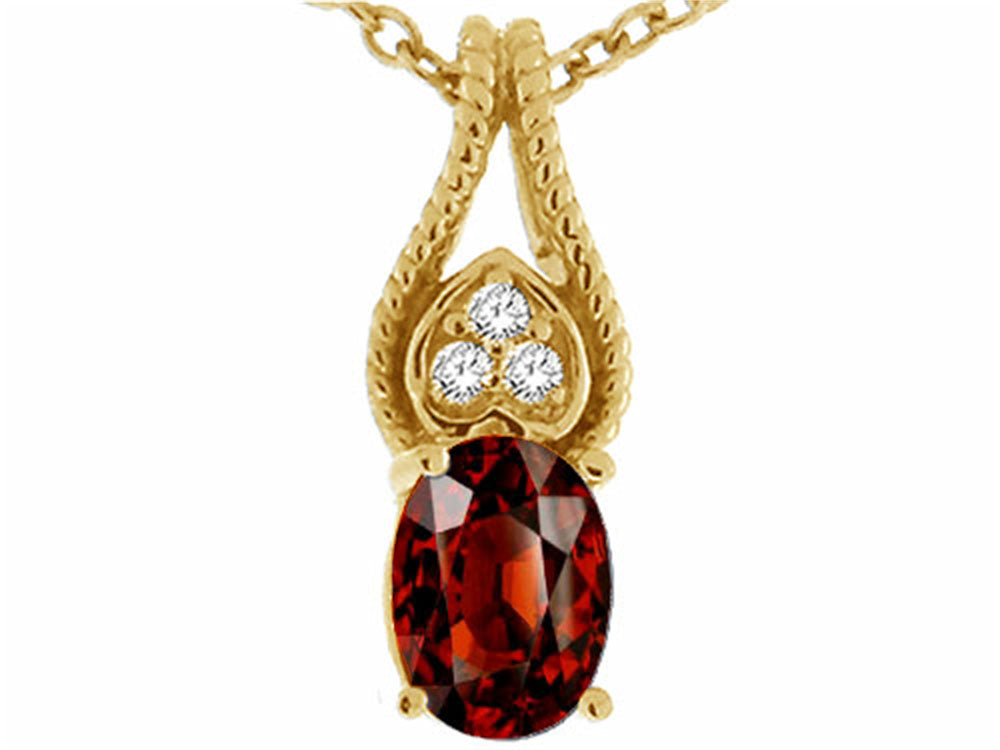 Tommaso Design™ Oval 7x5mm Genuine Garnet Pendant Necklace