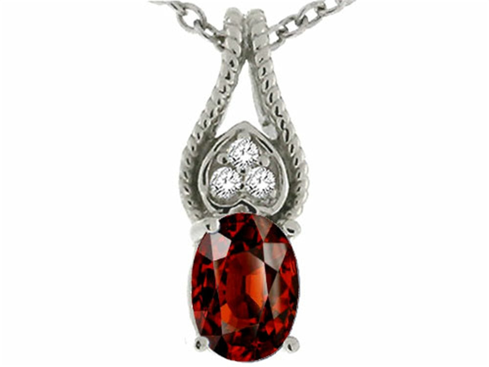 Tommaso Design™ Oval 7x5mm Genuine Garnet Pendant Necklace