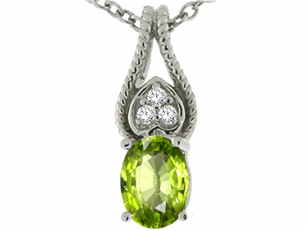 Tommaso Design Oval 7x5mm Genuine Peridot Pendant Necklace